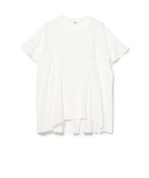 裾フリル ギャザー Tシャツ