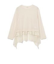 レース付き メッシュ ベロア Tシャツ