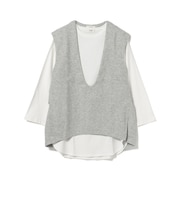 Vネック ベスト ロングTシャツ セット