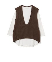 Vネック ベスト ロングTシャツ セット