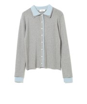 ダブルカラー 配色 ニット カーディガン
