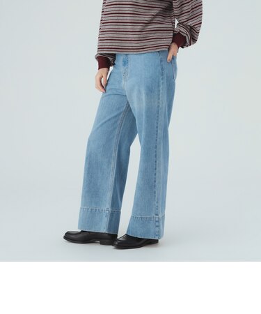 センタープレス ワイド デニム パンツ