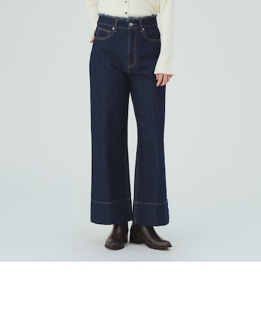センタープレス ワイド デニム パンツ