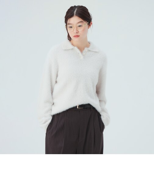 シャギー ポロ ニット