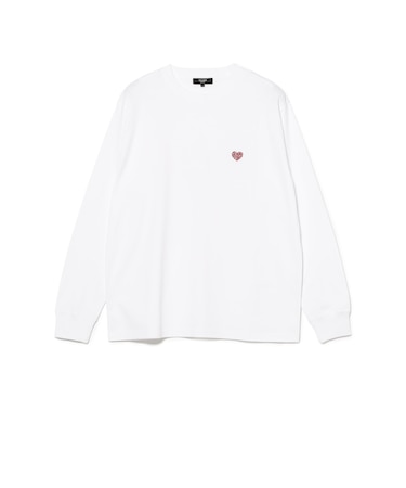 ハート ワンポイント刺繍 ロングスリーブ Tシャツ