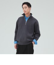 ダブルフェイス ハーフジップ ニット