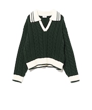 ライン衿 ケーブル ニット