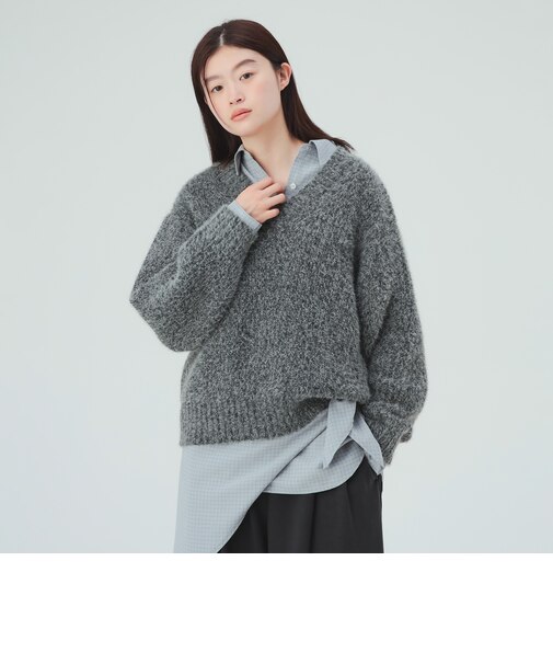 Vネック シャギー プルオーバー