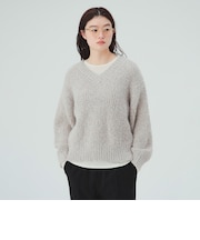 Vネック シャギー プルオーバー