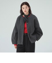 メランジ ノーカラー ジャケット