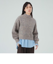 ミックスシャギー ハイネック ニット プルオーバー
