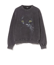 キャットプリント クルーネック スウェット