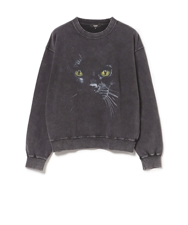 キャットプリント クルーネック スウェット
