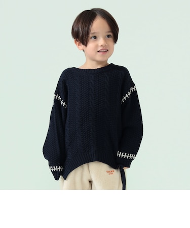 ケーブルニットプルオーバー 2026FW （90～150cm）学校 通園 カジュアル 公園