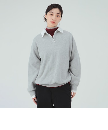 シャツ レイヤード風 スウェット