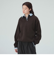 シャツ レイヤード風 スウェット