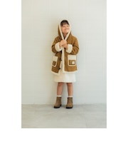 フェイクムートン コート 2026FW (90～150cm) ふわふわ あったか キャメル キッズ服