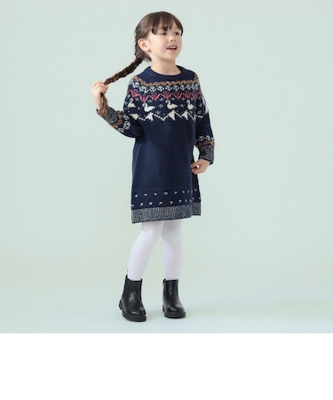 ユキノハナ柄 ニット ワンピース 2026FW（90～140cm） キッズ 子供服  おでかけ クリスマス