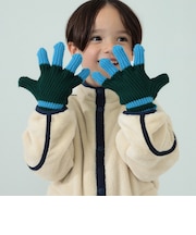 カラー ニット グローブ 2026FW キッズ手袋 5本指グローブ 配色デザイン 寒さ対策 防寒小物 通園通学 ギフト 冬小物