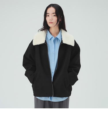 ボア × メルトンライク ブルゾン