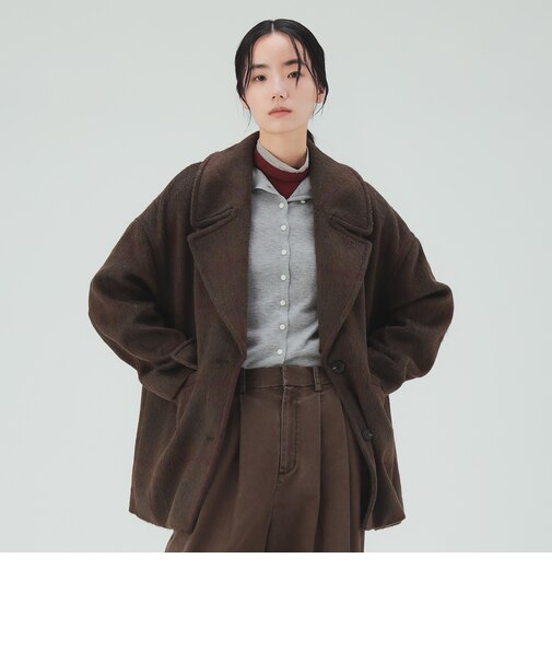 シャギー チェック ジャケット コート