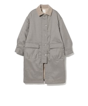 襟コーデュロイ チェック 中綿 コート