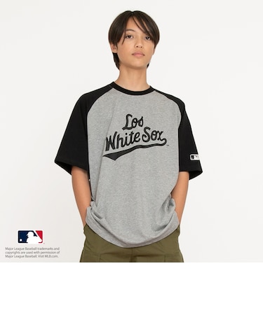 【大人向けサイズあり】【MLB】チームロゴプリントラグランスリーブ半袖Tシャツ