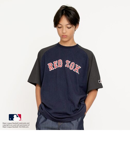 【大人向けサイズあり】【MLB】チームロゴプリントラグランスリーブ半袖Tシャツ