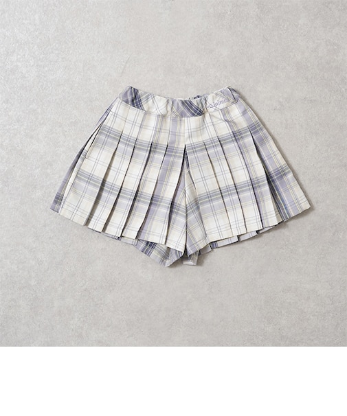 チェックプリーツキュロットパンツ