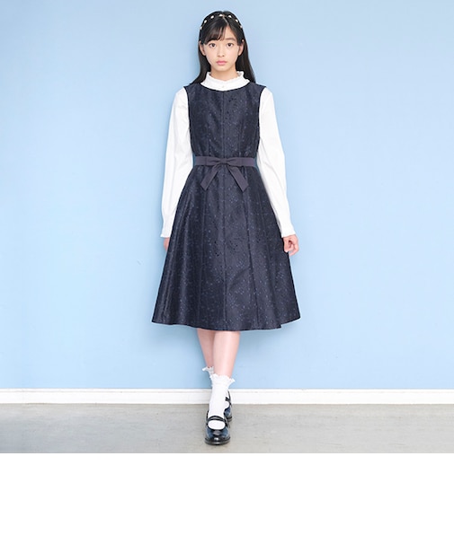 *リボンベルトつきレースドレス