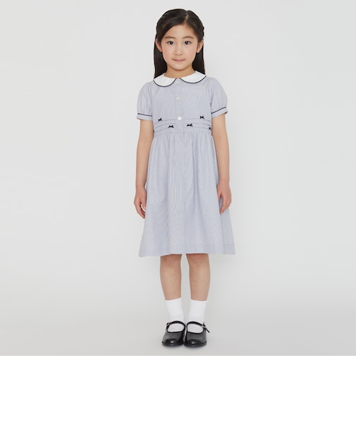 【トドラーサイズ】 丸衿つきパフスリーブワンピース