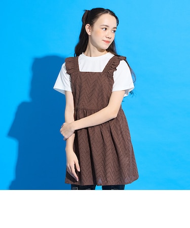 【Cuugal掲載】【AMI】カットワーク刺しゅうレースチュニック×インナーTシャツセット