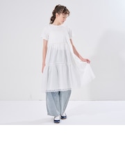 【AMI】コットンレースキャミワンピース×Tシャツセット