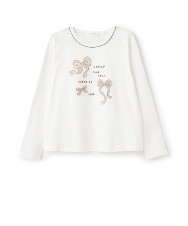 リボンアップリケTシャツ