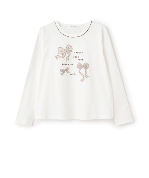 リボンアップリケTシャツ