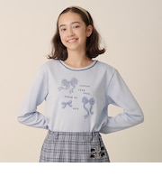 リボンアップリケTシャツ