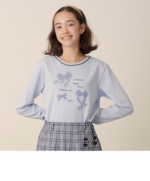 リボンアップリケTシャツ
