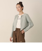 ノーカラーZIPカーデTシャツセット