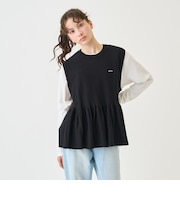 ペプラムニットベスト＆Tシャツセット