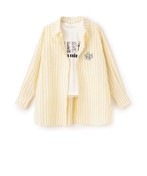 【130cmあり】長袖シャツ×フォトロゴTシャツ