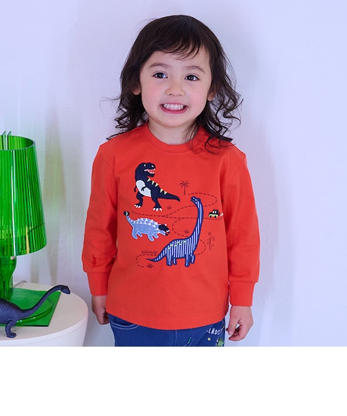 恐竜アップリケ長袖Tシャツ