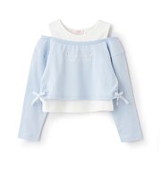 レイヤード風短丈　長袖Tシャツ