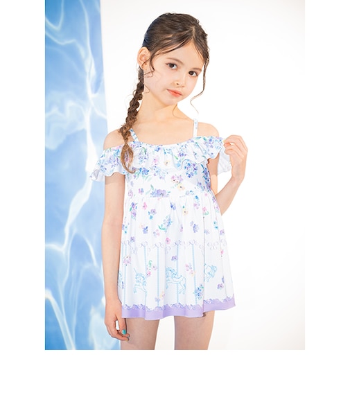 【SWIM】ユニコーン花柄ワンピース水着