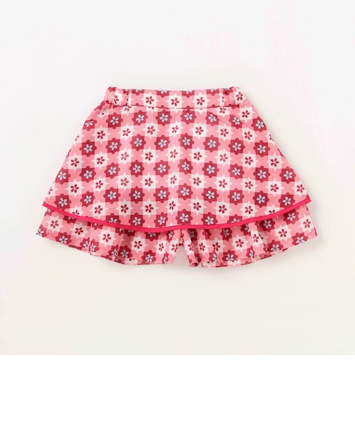 Gingham Flower二段キュロット【日本製】