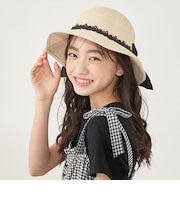 折りたためる レース×リボンハット