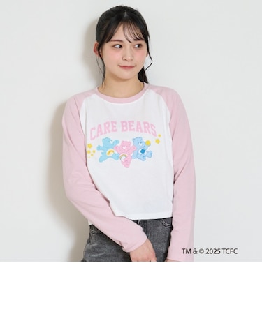 【ケアベア】【綿100%】ラグランクロップド長袖Tシャツ