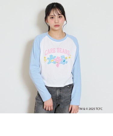 【ケアベア】【綿100%】ラグランクロップド長袖Tシャツ