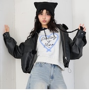 合皮ショートブルゾン