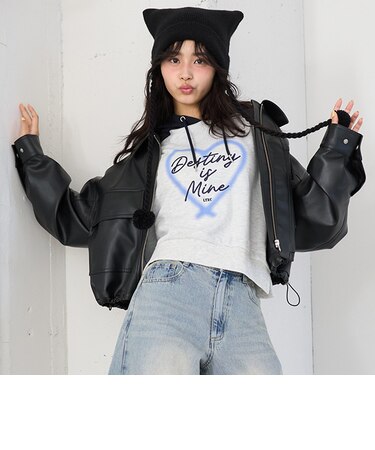 合皮ショートブルゾン