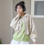 合皮ショートブルゾン